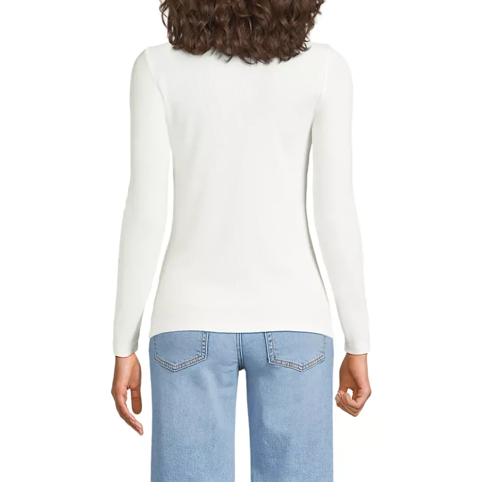Women's Drapey Rib Fitted Long Sleeve Henley T-Shirt