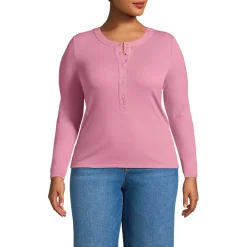 Women's Drapey Rib Fitted Long Sleeve Henley T-Shirt