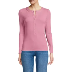 Women's Drapey Rib Fitted Long Sleeve Henley T-Shirt