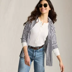 Women's Drapey Rib Fitted Long Sleeve Henley T-Shirt