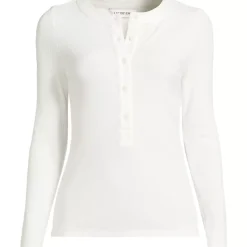 Women's Drapey Rib Fitted Long Sleeve Henley T-Shirt