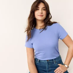 Women's Drapey Rib Fitted Short Sleeve Mini T-Shirt