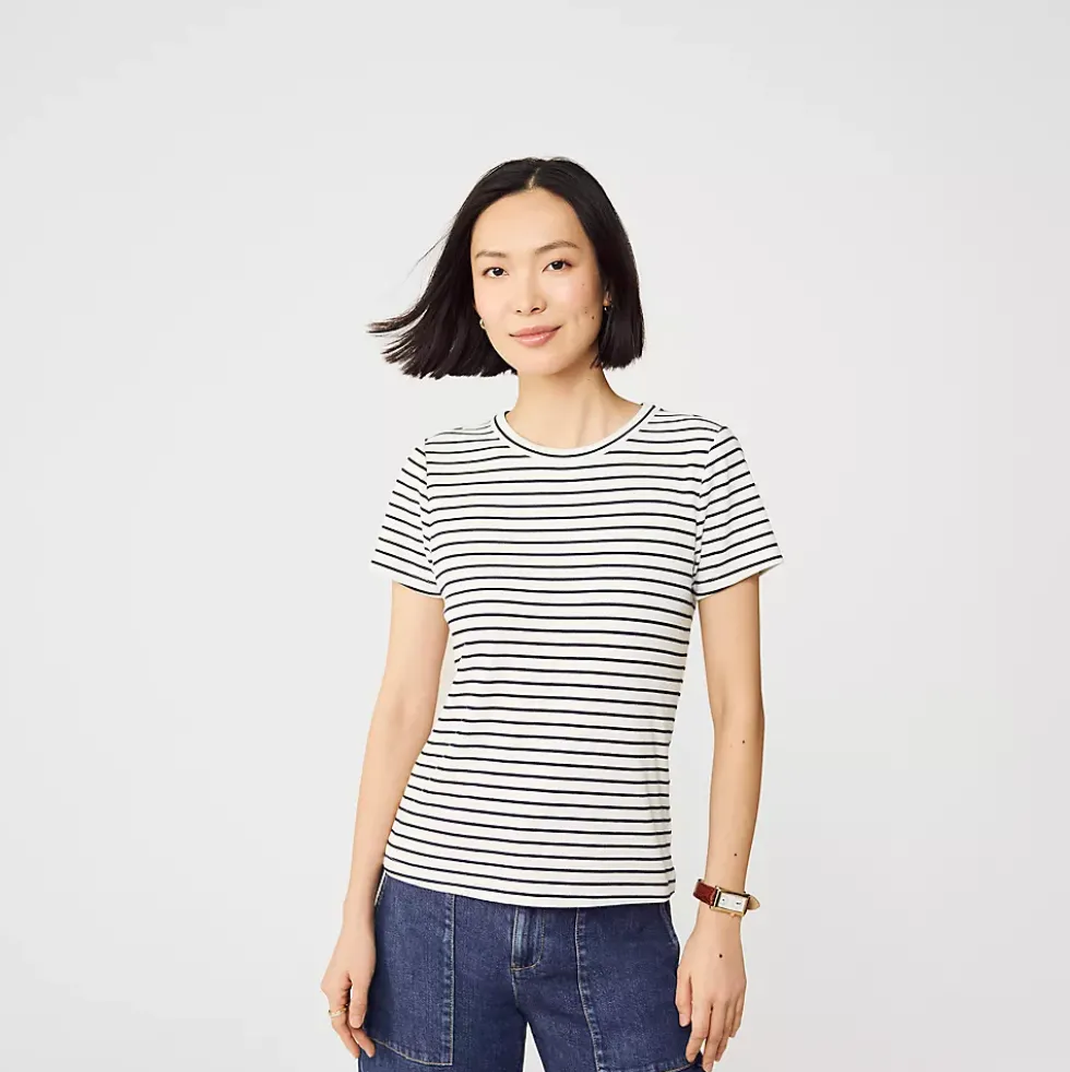 Women's Drapey Rib Fitted Short Sleeve Mini T-Shirt