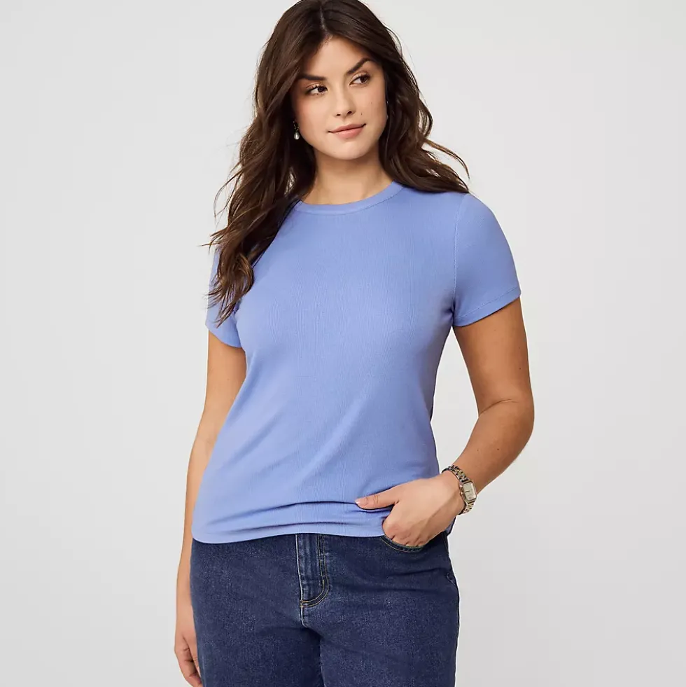 Women's Drapey Rib Fitted Short Sleeve Mini T-Shirt