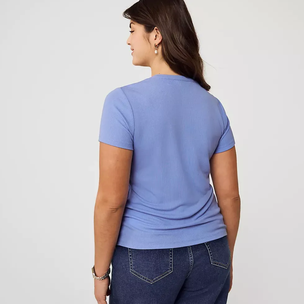 Women's Drapey Rib Fitted Short Sleeve Mini T-Shirt
