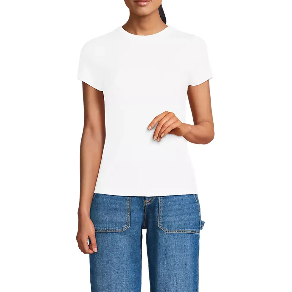 Women's Drapey Rib Fitted Short Sleeve Mini T-Shirt