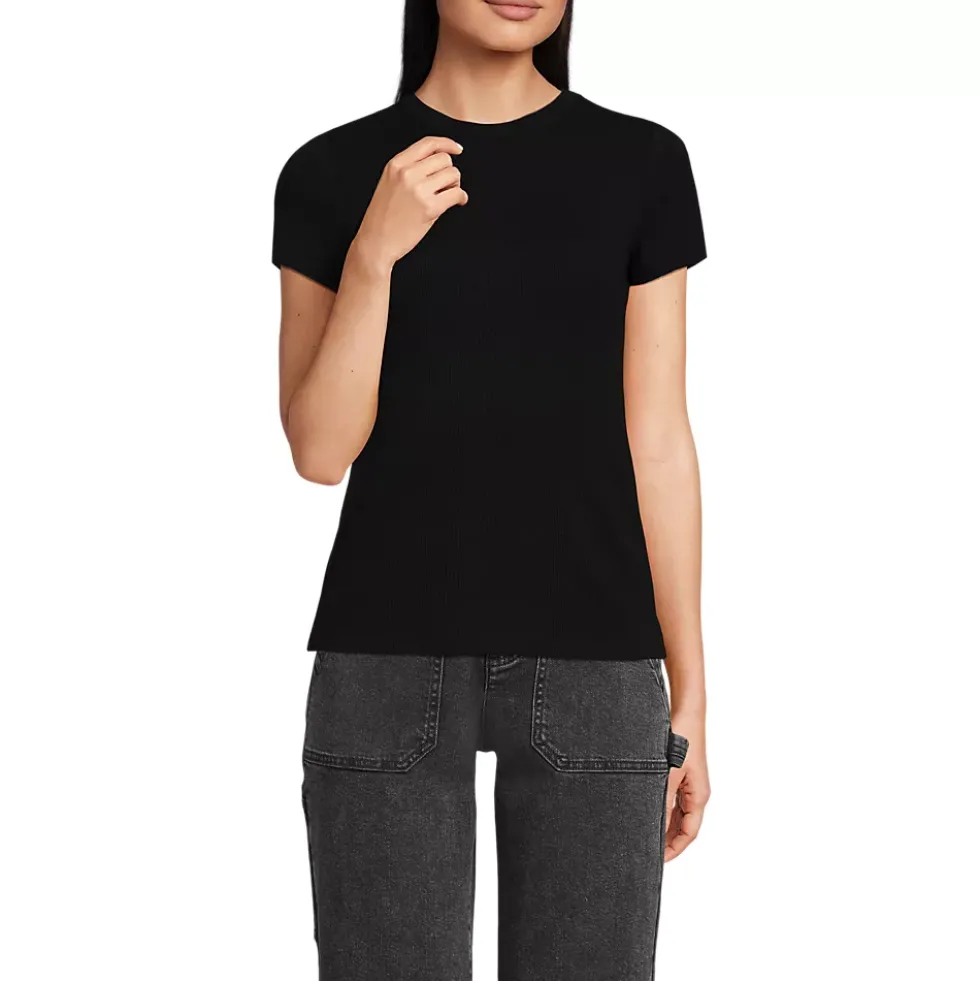 Women's Drapey Rib Fitted Short Sleeve Mini T-Shirt