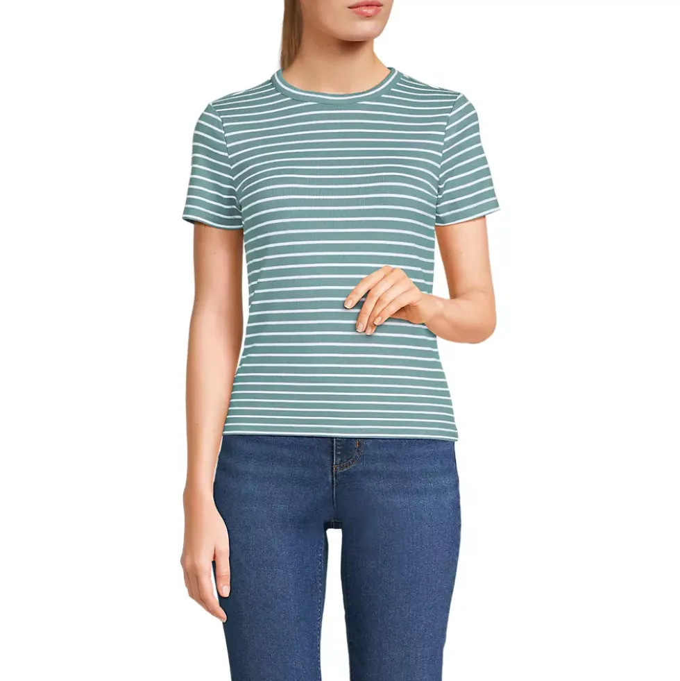Women's Drapey Rib Fitted Short Sleeve T-Shirt