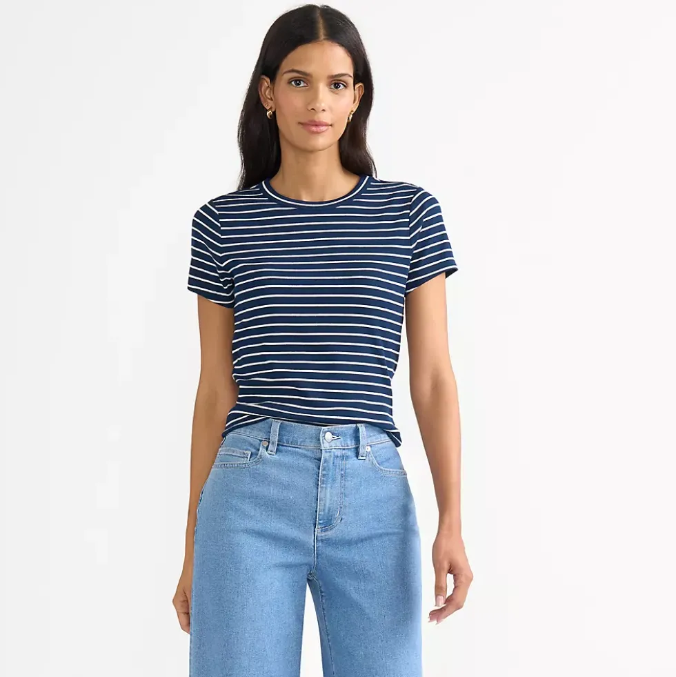 Women's Drapey Rib Fitted Short Sleeve T-Shirt