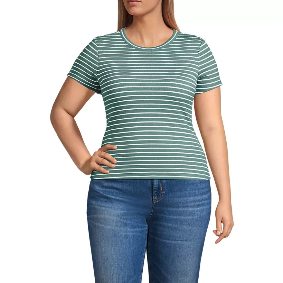 Women's Drapey Rib Fitted Short Sleeve T-Shirt