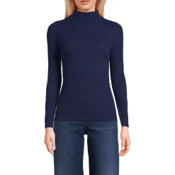 Women's Drapey Rib Skimming Long Sleeve Mock Neck