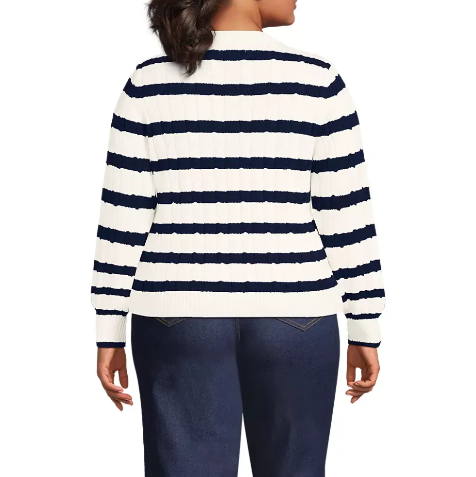 Women's Drifter Classic Cable Crew Neck Cardigan Sweater