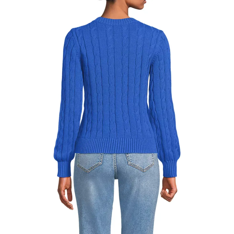 Women's Drifter Classic Cable Crew Neck Cardigan Sweater