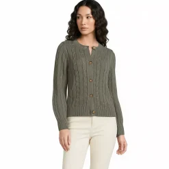 Women's Drifter Classic Cable Crew Neck Cardigan Sweater