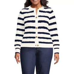 Women's Drifter Classic Cable Crew Neck Cardigan Sweater