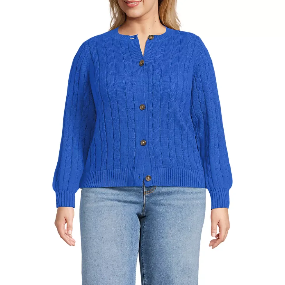 Women's Drifter Classic Cable Crew Neck Cardigan Sweater
