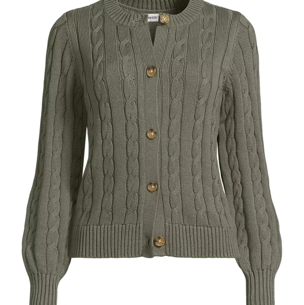 Women's Drifter Classic Cable Crew Neck Cardigan Sweater