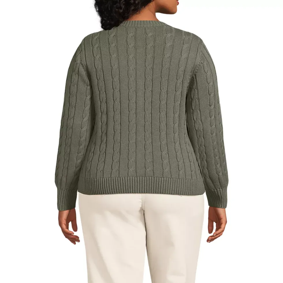Women's Drifter Classic Cable Crew Neck Cardigan Sweater