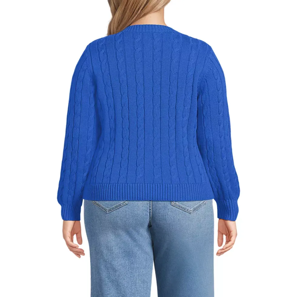 Women's Drifter Classic Cable Crew Neck Cardigan Sweater