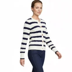 Women's Drifter Classic Cable Crew Neck Cardigan Sweater