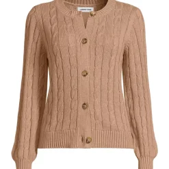 Women's Drifter Classic Cable Crew Neck Cardigan Sweater