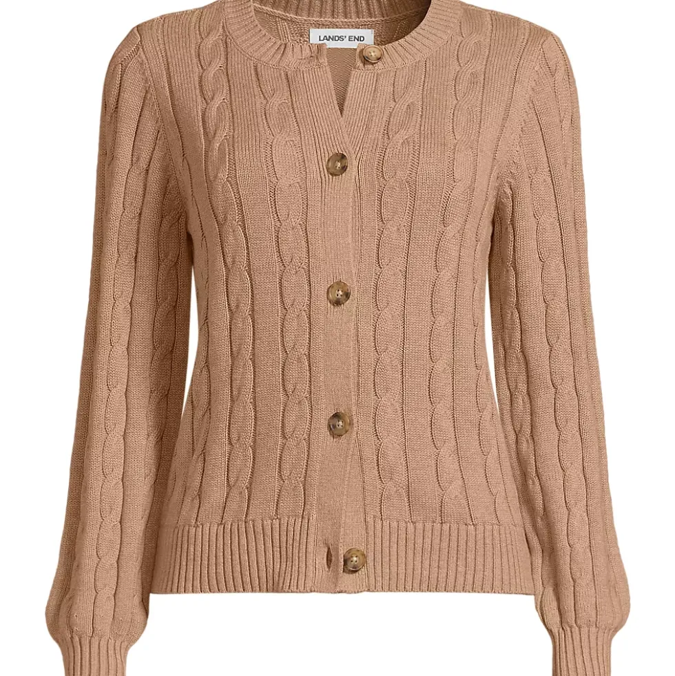 Women's Drifter Classic Cable Crew Neck Cardigan Sweater