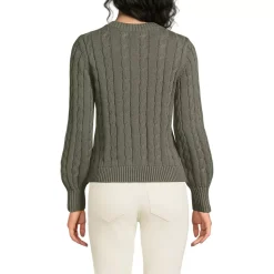 Women's Drifter Classic Cable Crew Neck Cardigan Sweater