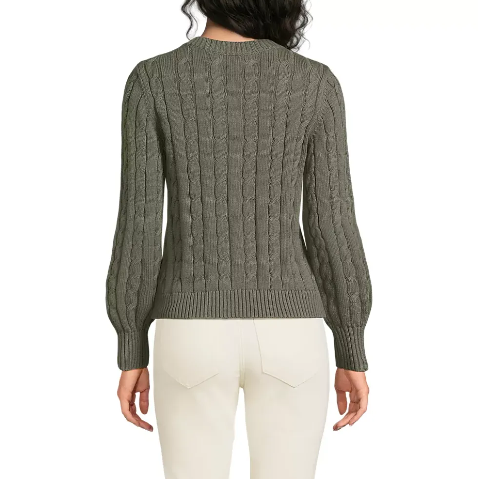 Women's Drifter Classic Cable Crew Neck Cardigan Sweater