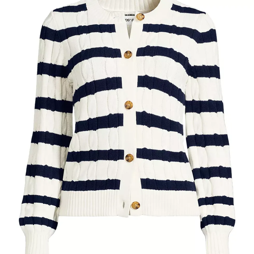 Women's Drifter Classic Cable Crew Neck Cardigan Sweater