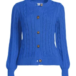 Women's Drifter Classic Cable Crew Neck Cardigan Sweater
