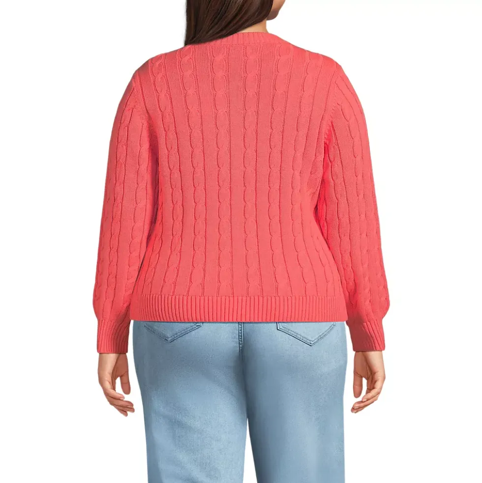 Women's Drifter Classic Cable Crew Neck Cardigan Sweater