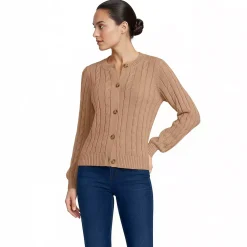Women's Drifter Classic Cable Crew Neck Cardigan Sweater