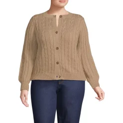 Women's Drifter Classic Cable Crew Neck Cardigan Sweater