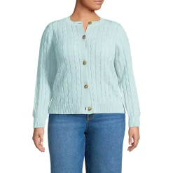 Women's Drifter Classic Cable Crew Neck Cardigan Sweater