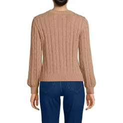 Women's Drifter Classic Cable Crew Neck Cardigan Sweater