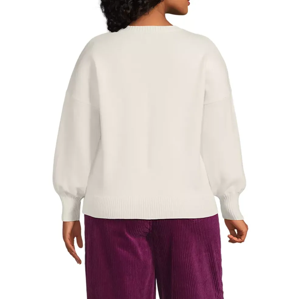 Womens Drifter Drop Shoulder Placed Jacquard Crew Neck Sweater