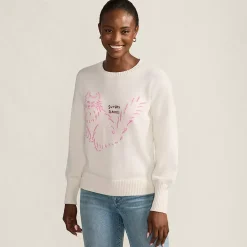 Womens Drifter Drop Shoulder Placed Jacquard Crew Neck Sweater