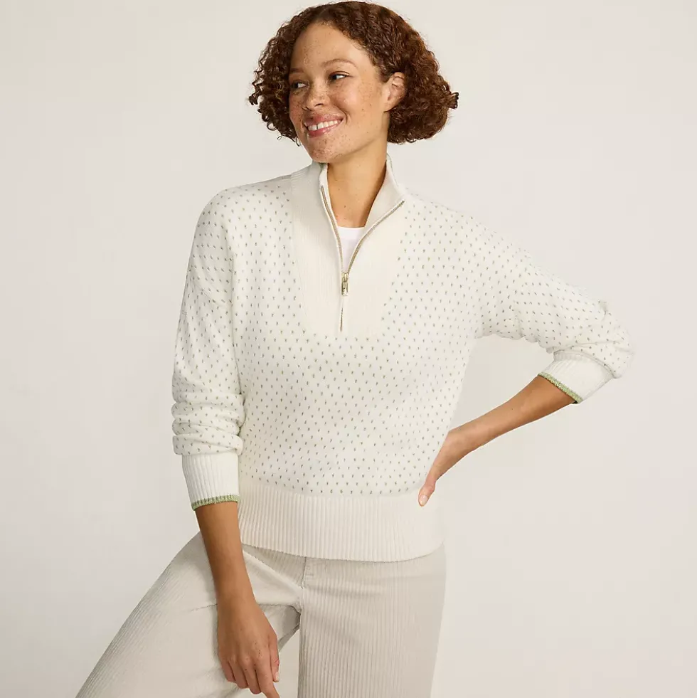 Women's Drifter Floatback Jacquard Quarter Zip Sweater