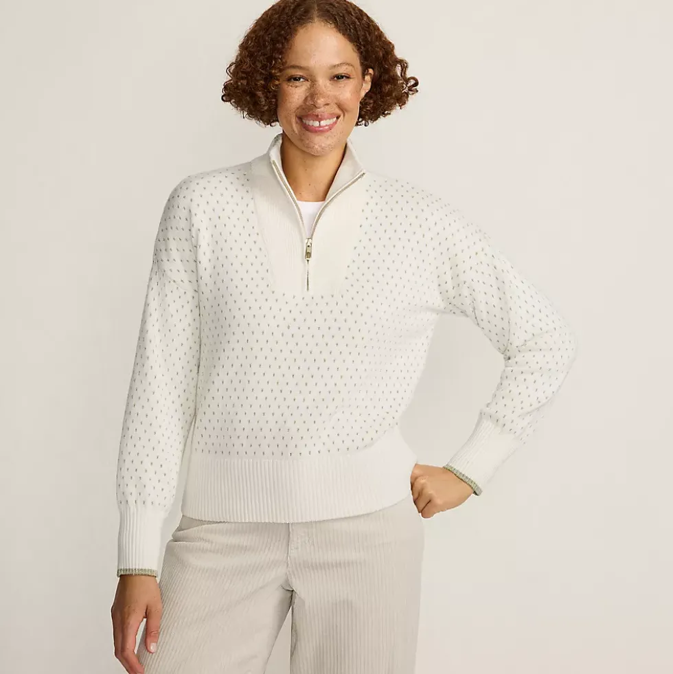 Women's Drifter Floatback Jacquard Quarter Zip Sweater