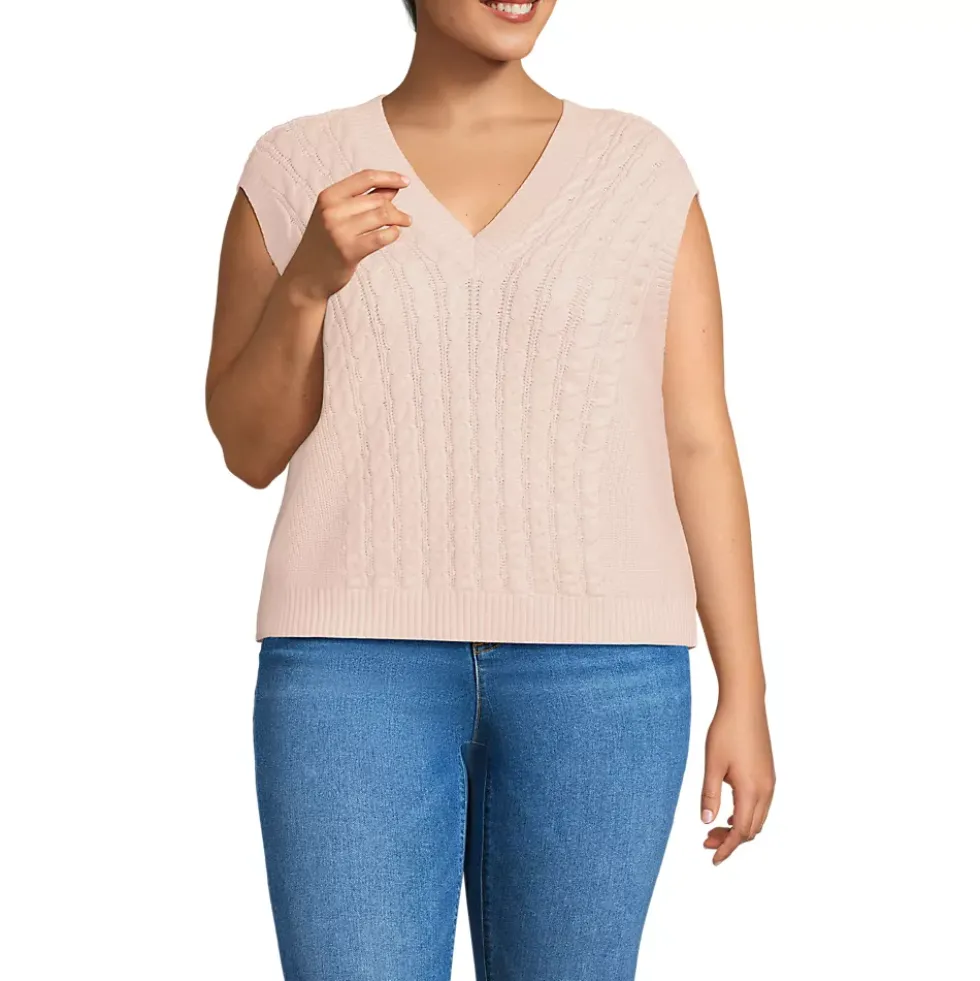 Women's Drifter Modern Cable V Neck Vest Sweater