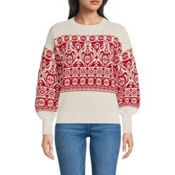 Women's Drifter Placed Jacquard Jersey Crew Neck Sweater