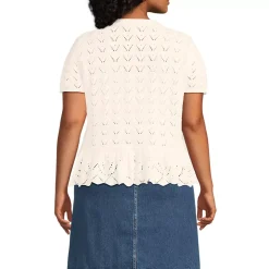 Women's Drifter Pointelle Ruffle Hem Cardigan Sweater