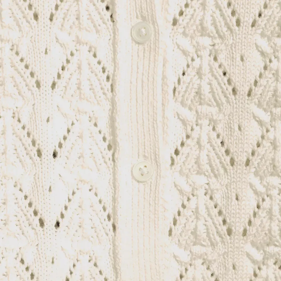 Women's Drifter Pointelle Ruffle Hem Cardigan Sweater