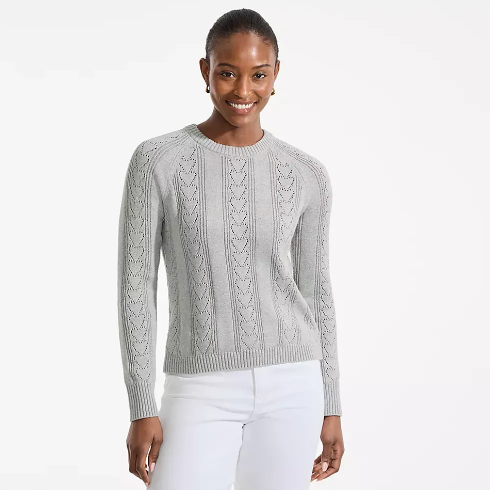 Women's Drifter Raglan Pointelle Crew Neck Sweater