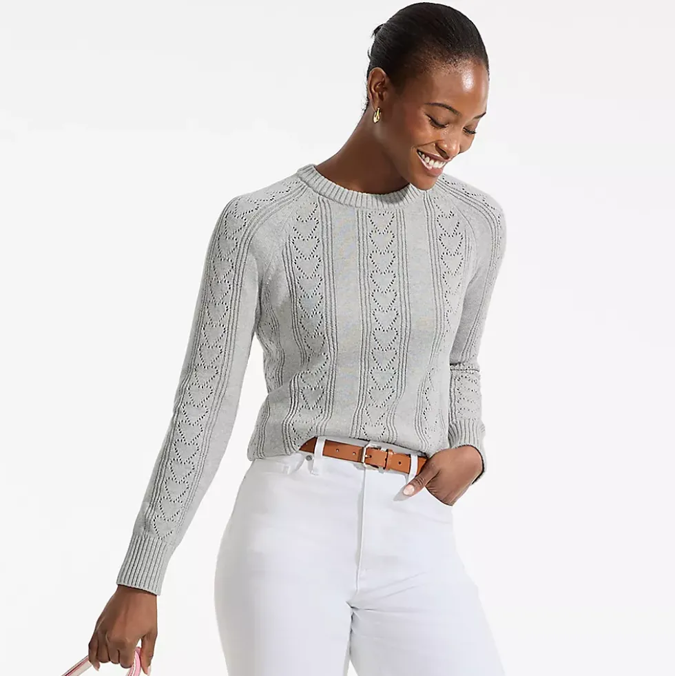 Women's Drifter Raglan Pointelle Crew Neck Sweater