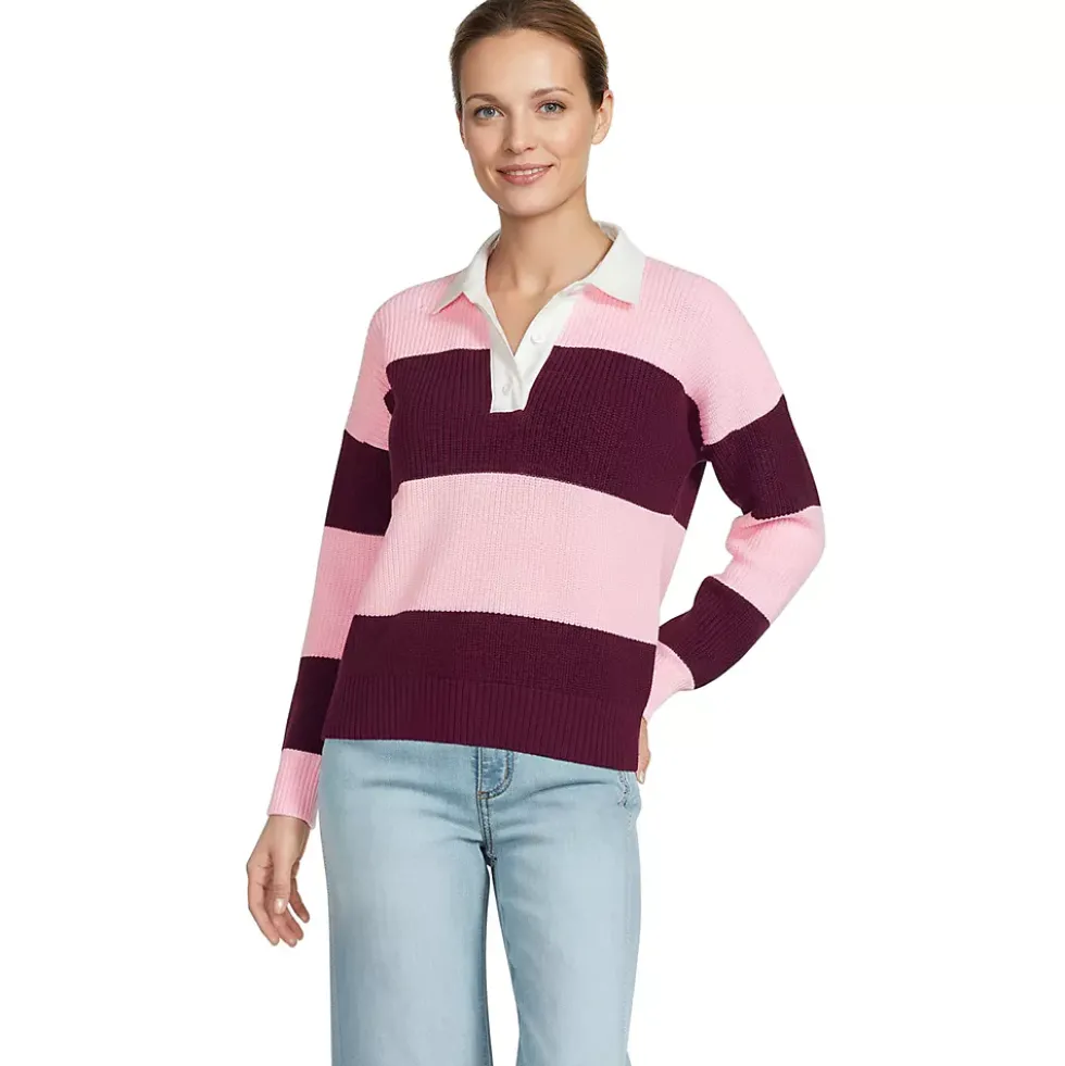 Women's Drifter Rugby with Woven Collar Sweater