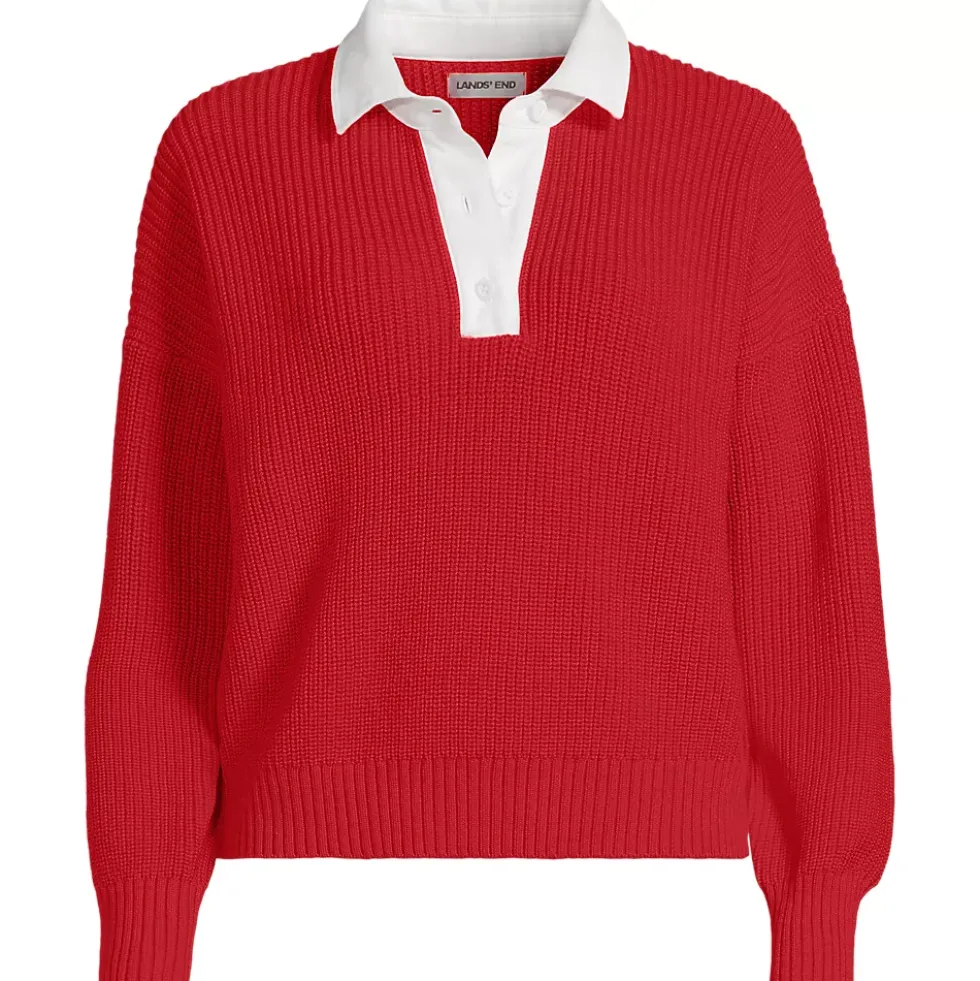 Women's Drifter Rugby with Woven Collar Sweater