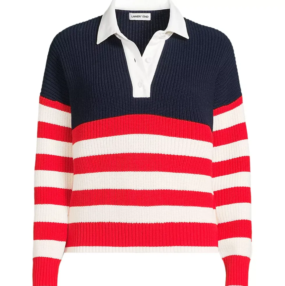 Women's Drifter Rugby with Woven Collar Sweater