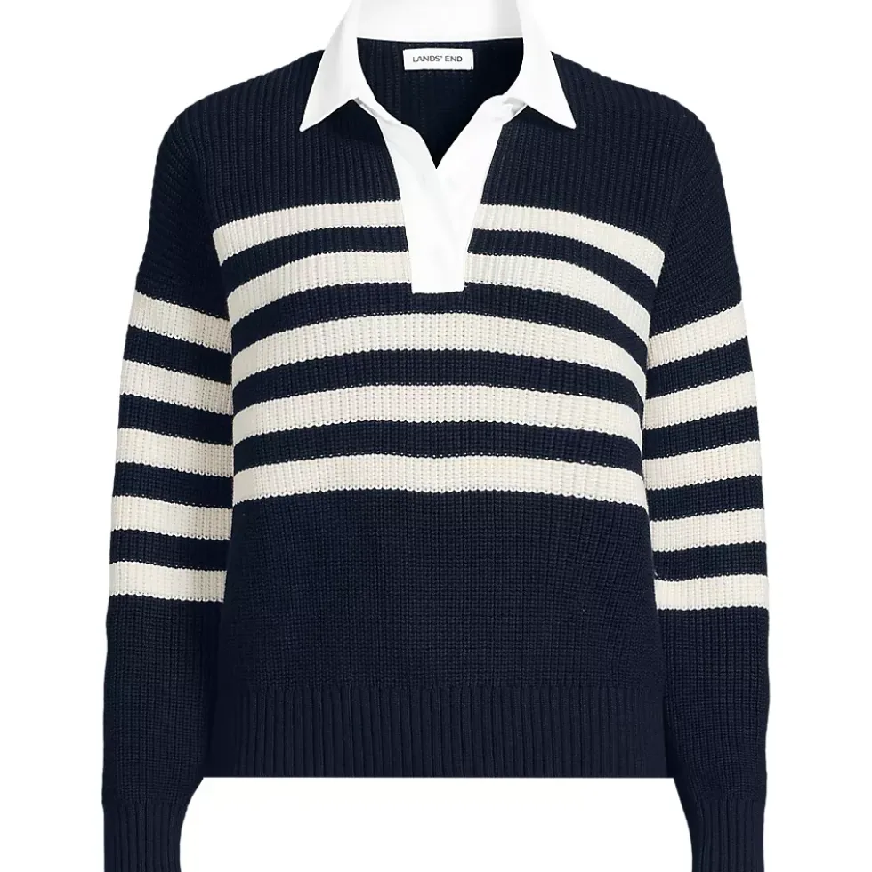 Women's Drifter Rugby with Woven Collar Sweater