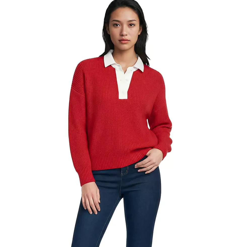 Women's Drifter Rugby with Woven Collar Sweater